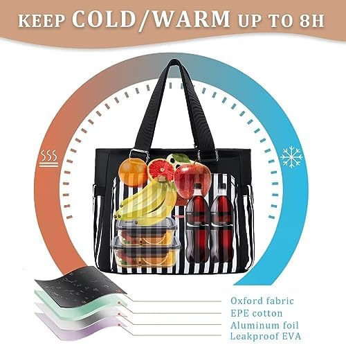 HSHRICH Insulated Lunch Bag Women - Large Tote Lunch Box For Work