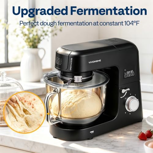 VIVOHOME 9-in-1 Stand Mixer with Fermentation & Timer, 7.5-Quart, Black