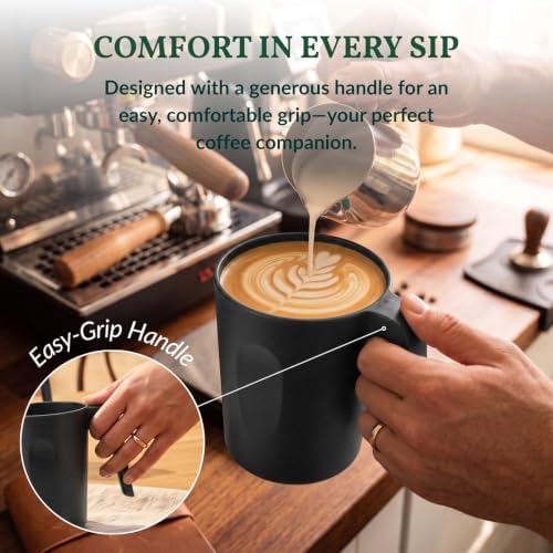 Homienly Unbreakable Coffee Mug Set - 6 Wheat Straw Reusable Cups | Dishwasher Safe Drinking Glasses | Alternative to Plastic Mugs & Glass Cups 16 oz for Camping, Kitchen (Black)