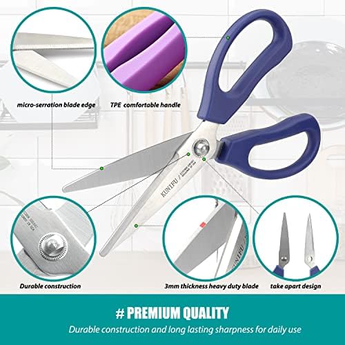 KUNIFU Detachable All Purpose Kitchen Scissors Shears - Black