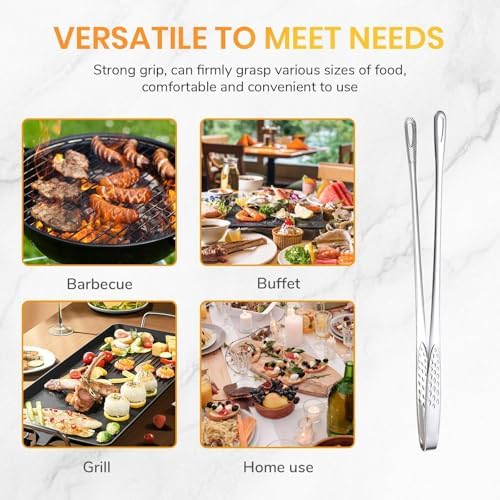 Stainless Steel Grill Tongs, 2025 New Kitchen Tweezers for Cooking, Korean and Japanese BBQ Stainless Steel Grill Tongs, Portable Kitchenware for Home Outdoor BBQ (2pcs, 9.5in+11.5in)