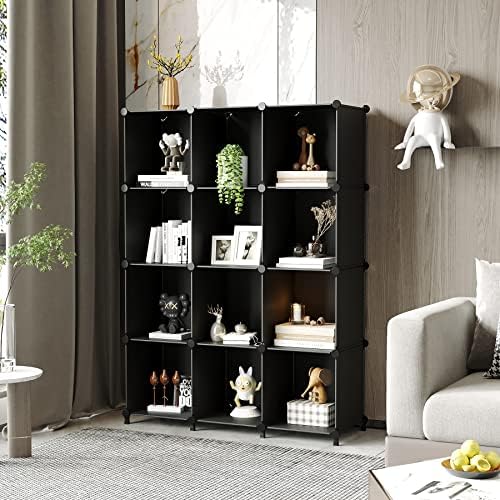 AWTATOS 12 Cube Storage Organizer, Closet Organizer Storage Shelves, Black