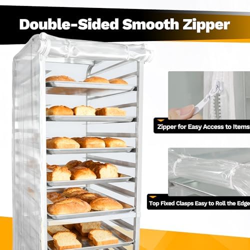 BIEAMA 10 Tier Half Size Bun Rack Cover, Commercial Bakers Racks Cover