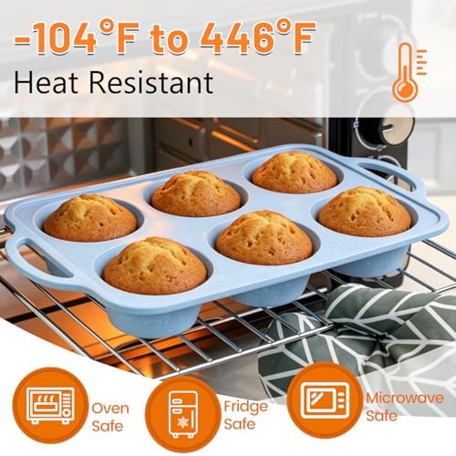Jumbo Muffin Pan, Metal Reinforced Frame 3.5inch Jumbo Silicone Muffin Pan