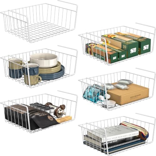Simple Houseware 6PK Under Shelf Basket, White