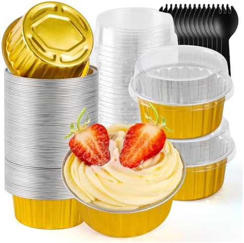 60Pcs Mini Aluminum Foil Baking Loaf Pans with Lids and Spoons