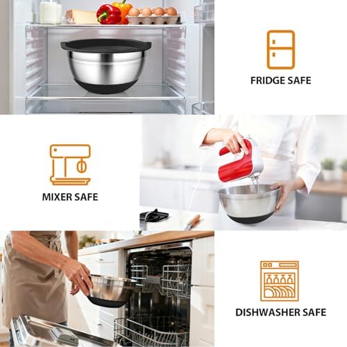 Mixing Bowls with Airtight Lids, 18pcs Stainless Steel Mixing Bowls Set