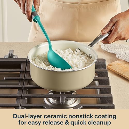 Pyrex 7.7-Inch Saucepan Ceramic Cookware with Lid & Stainless Steel Handles