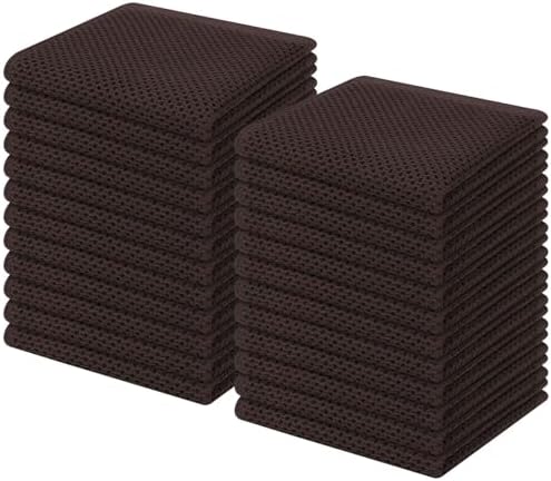 Homaxy 100% Cotton Waffle Weave Kitchen Dish Cloths 24-Pack, Dark Brown