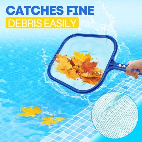 Pool Skimmer Net, Professional Swimming Pool Leaf Skimmer with Heavy Duty Frame, Fine Nylon Flat Mesh for Fast Debris Cleaning, for Above Ground & In-Ground Pools,16×10.8in (No Pole)