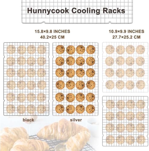 Hunnycook 15.8”×9.8” Cooling Rack - 3P Stainless Steel Baking Rack, Oven Safe Cooling Racks for Cooking and Baking, Silver Roasting Rack & Wire Rack & Cookie Cooling Rack for Roasting, Grilling