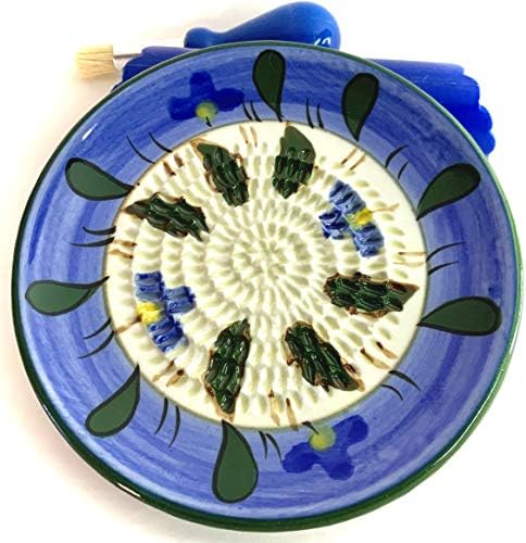 BonCera, Premium Ceramic Garlic Grater Plate Set - Blue Lavender Plant