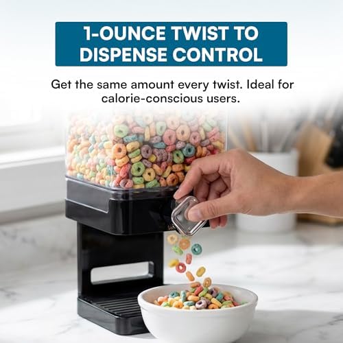 ZevrO Dry Food & Cereal Dispenser, 2.2 Cups, Black, Compact