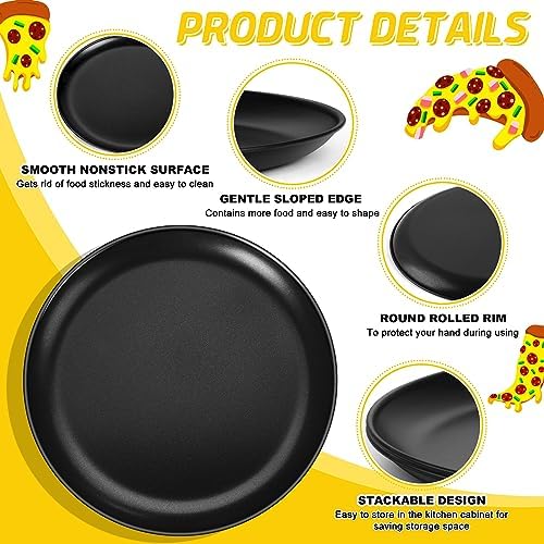P&P CHEF Pizza Pan Set of 2, 12 Inch Stainless Steel Pizza Tray, Black
