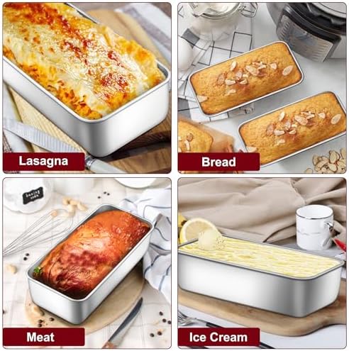 LIANYU 8 Pack Large 12x5 Inch Loaf Pans, Stainless Steel Bread Pans Set