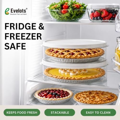 Evelots Pie Container with Lid, 4-Pack, 11-Inch, Clear BPA-Free Carriers