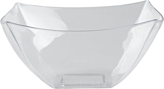 Restaurantware-Moderna 8 Ounce Fancy Plastic Bowls, 10 Square Disposable Salad Bowls - Durable, Heavy-duty, Clear Plastic Bowl, For Warm And Cold Foods