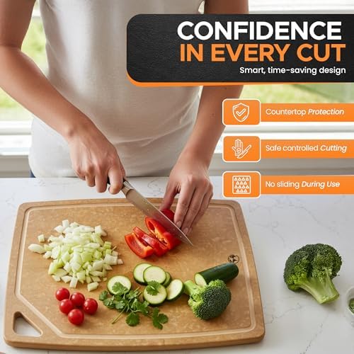 Composite Wood Cutting Board Set of 3, Built In Juice Groove