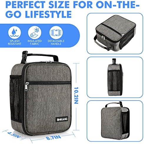 Lunch Box Insulated Lunch Bag - Durable Small Lunch Bag Reusable Adults Tote Bag Lunch Box for Adult Men Women (Dark Gray)
