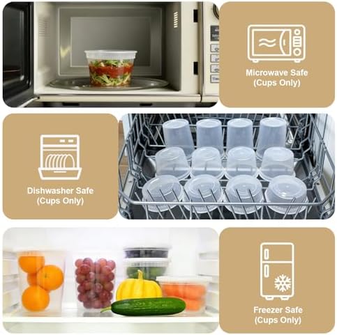 Clawsoff 60 Sets Deli Containers with Lids Disposable Plastic Food Storage