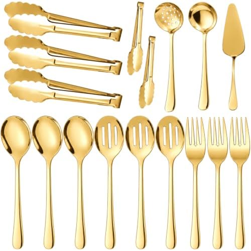 XEVOM 17 Pcs Serving Utensils, Stainless Steel Flatware Serving Tools Kit