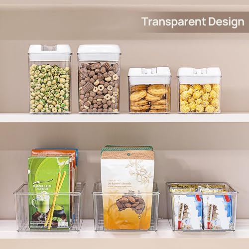 Vtopmart 10 Pack Food Storage Organizer Bins, Clear Plastic, 4 Compartments