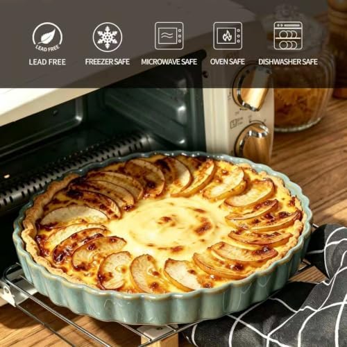 Ceramic Pie Pan for Baking[10 inch],NonStick Ceramic Quiche Baking Dish