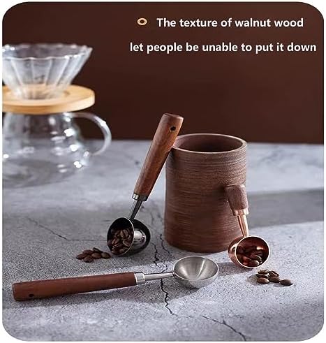 Vintage Coffee Measuring Spoon - 304 Stainless Steel, Coffee Scoop，10g Capacity, Walnut Handle - Perfect for Coffee, Tea, and More (Silver (2 pcs))