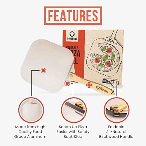 Chef Pomodoro Pizza Peel and Cutter Set, Foldable Handle, 12x14 in
