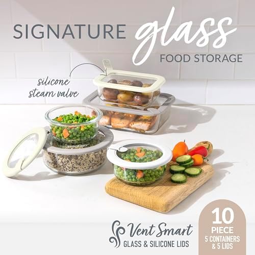 Bentgo Signature Glass Food Storage Containers with Lids, 10 Piece Set
