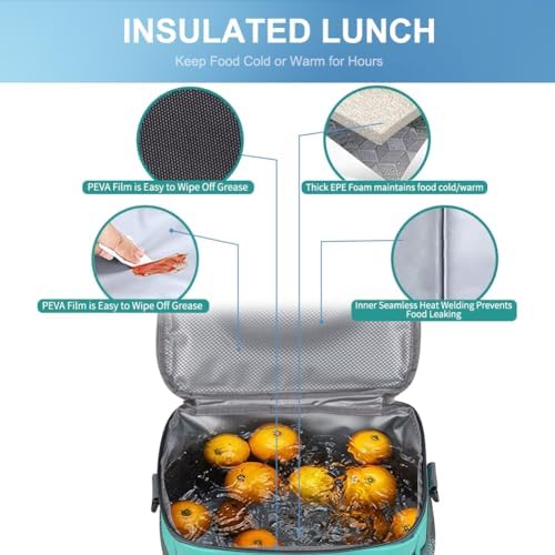 iknoe Insulated Lunch Bag, Foldable 8.5L Cooler Bag for Men & Women, Lunch Box