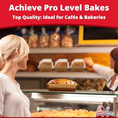 Chef-Grade 1Lb Paper Loaf Pans w/Lids 50Pk. Elegant Disposable, Bakeable Kraft Pan Supplies for Baking Bread, Small Meatloaf, Bundt Cake Sweets for Holiday Gifts, Bake Sales or Fundraiser.