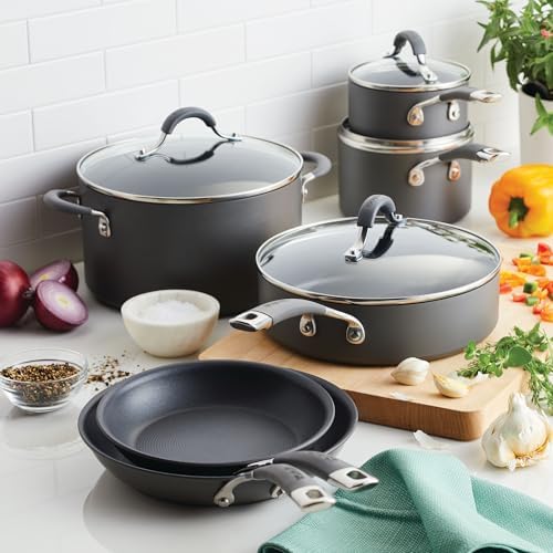 Circulon Radiance Nonstick Pots and Pans Set, 10-Piece, Gray