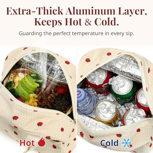 LOVELYWIND Lunch Box for Women Men, Corduroy Insulated Lunch Bag for Work