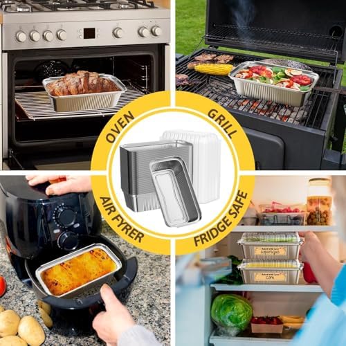 50 Pack Aluminum Loaf Pans with Lids Stickers and Spoon,6" X 4.7" X 2" Small Tin Foil loaf Pans Disposablb Foil Baking Tins Trays for Food Containers/Cakes/Bread