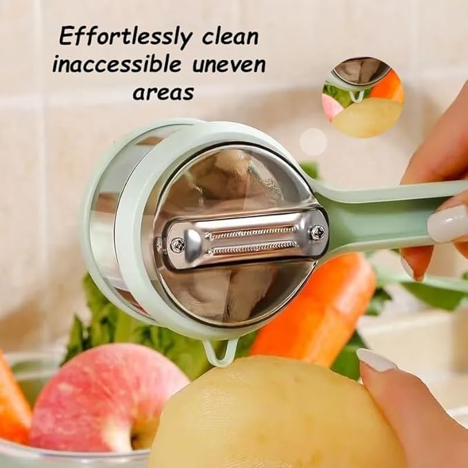 Fruit and Vegetable Peeler with Storage Box,Peeler with Container, Vegetable Peeler with Catcher, Easy to Clean Double-Sided Stainless Steel Multi-Function Peelers for Home Kitchen, Veggie (Orange)