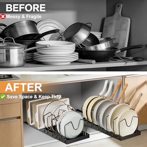 XIAPIA 2 Pack Pull Out Pots and Pans Organizer Under Kitchen Cabinet