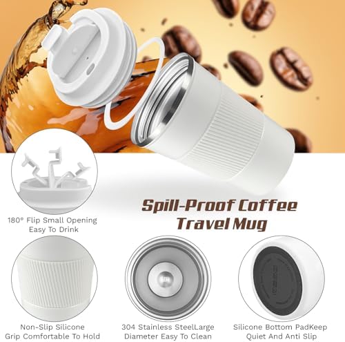 Vacuum Insulated Stainless Steel Travel Coffee Mug,Leak Proof Cup with Lid