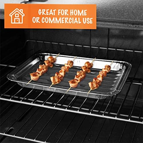 PLASTICPRO Aluminum Grill Pans, Broiler Pans, Grill Liners, Durable with Ribbed Bottom Surface for BBQ, Grill, Texture Disposable,Pack of 10