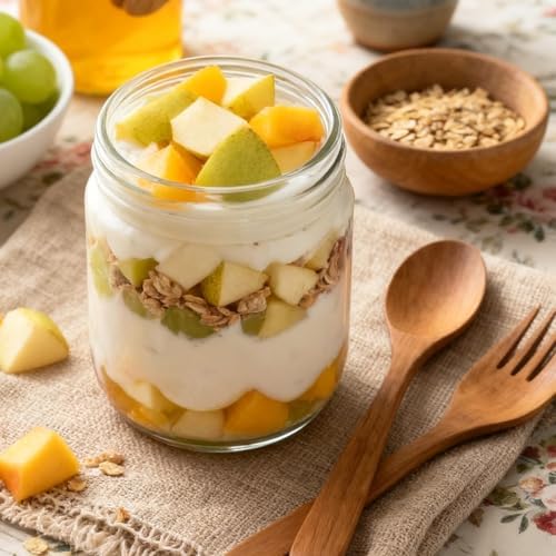 Overnight Oats Containers with Lids, 16oz Wide Mouth Mason Jars with Lids, 3 Pack Glass Jars with Airtight lid for Chia Pudding Yogurt Salad, Meal Prer Oatmeal Jars, Blue