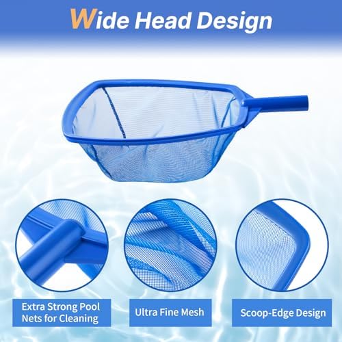 Pool Skimmer Net, 26" Aluminum Pole, Ultra Fine Mesh for Leaves & Debris