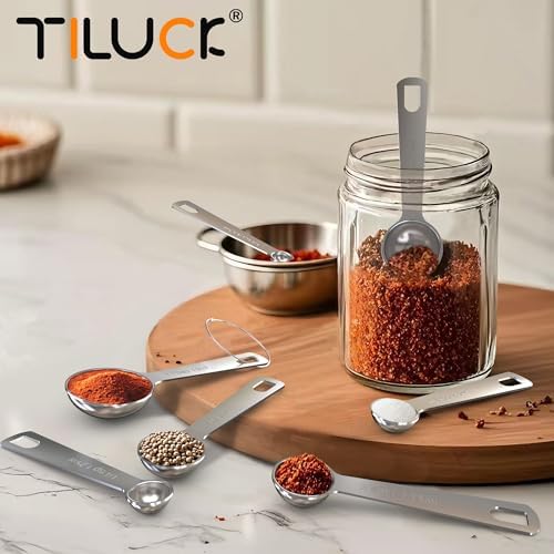 TILUCK Stainless Steel Measuring Cups & Spoons Set,Coffee Scoop Spoon