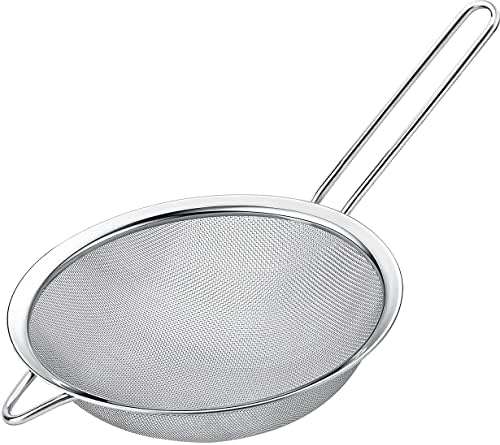 6.3" Fine Mesh Strainer with Stainless steel handle - Sieve Fine Mesh Stainless Steel - Ideal to Sift Flour, Icing Sugar, Fruits and Vegetables.