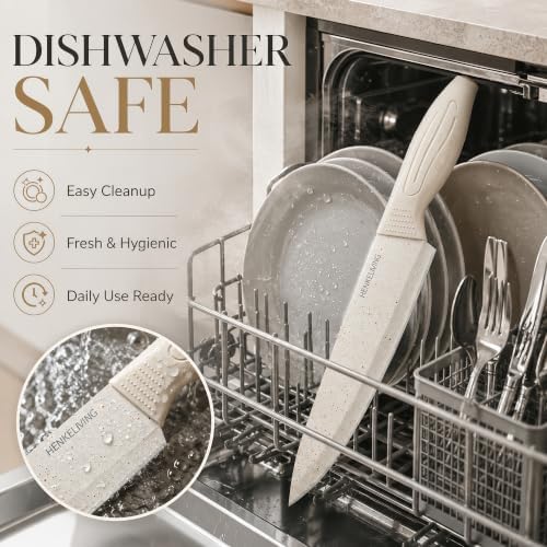 Knife Set with Built-in Sharpener Block, Dishwasher Safe