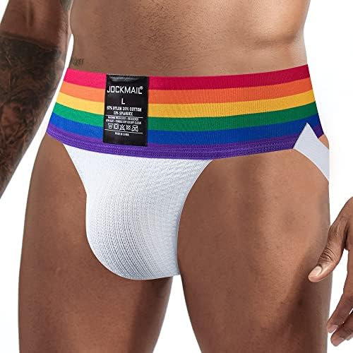 JOCKMAIL Mens Briefs Jockstrap Athletic Supporter Men Jockstrap Rainbow Men Sport Underwear Jockstrap for Gym Sport