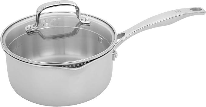 HENCKELS Clad H3 2-qt Saucepan, Induction Pan, Stainless Steel, Durable and Easy to clean
