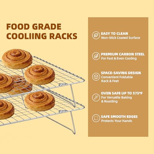 Cooling Rack 16"x10", 4-Tier Stackable & Collapsible Cooling Racks