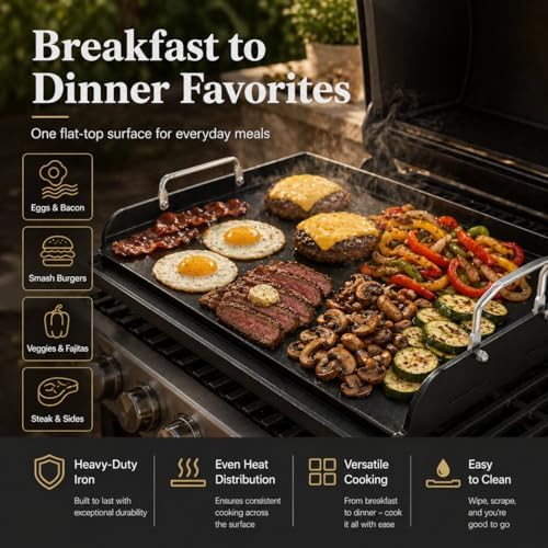 Cast Iron Griddle for Gas Grill Griddle 17 x 13 Inch Flat Top