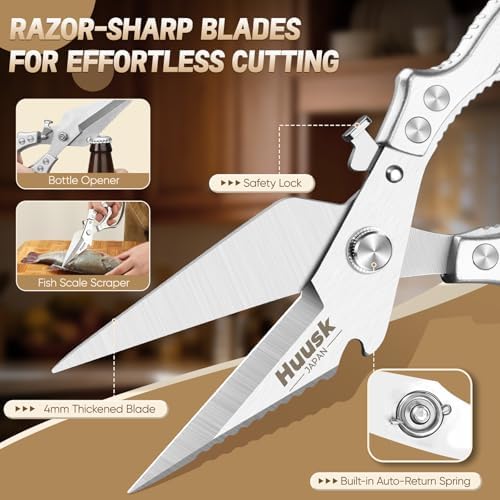 Huusk Kitchen Scissors for Food - Multifunction Poultry Shears Heavy Duty