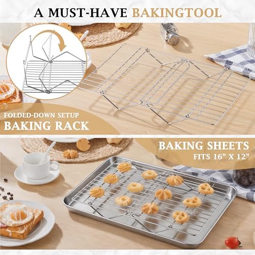 LIANYU Cooling Rack 15"x10", 3-Tier Stackable & Collapsible Cooling Racks